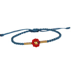 Fortune Jewel 999 Gold Mini Bead Handmade Flower Design Luck Protection Rope Bracelet
