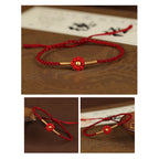 Fortune Jewel 999 Gold Mini Bead Handmade Flower Design Luck Protection Rope Bracelet