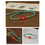 Fortune Jewel 999 Gold Mini Bead Handmade Flower Design Luck Protection Rope Bracelet