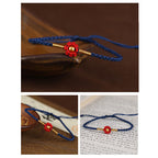 Fortune Jewel 999 Gold Mini Bead Handmade Flower Design Luck Protection Rope Bracelet