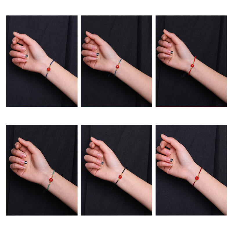 Fortune Jewel 999 Gold Mini Bead Handmade Flower Design Luck Protection Rope Bracelet