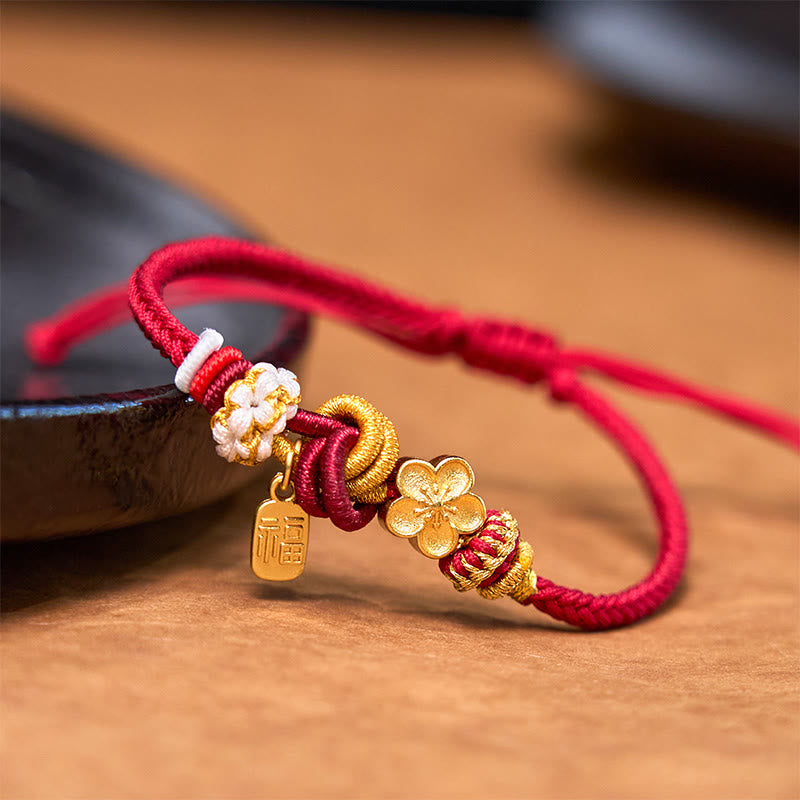 Fortune Jewel Peach Blossom Happiness Charm Luck Red String Bracelet
