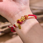 Fortune Jewel Peach Blossom Happiness Charm Luck Red String Bracelet