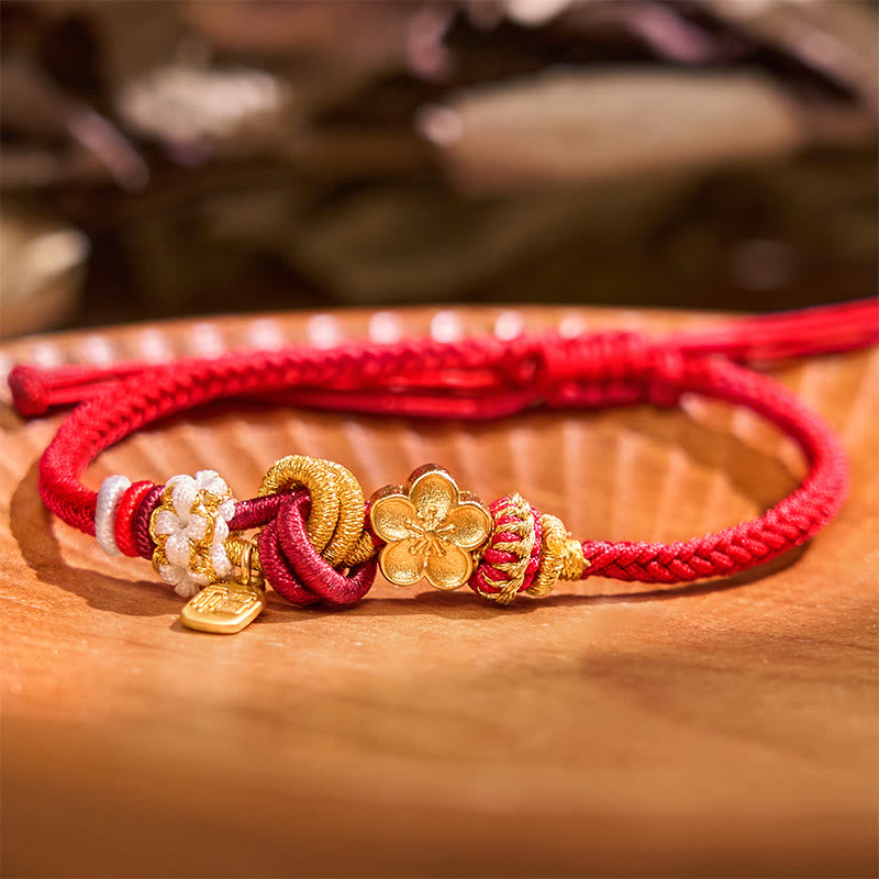 Fortune Jewel Peach Blossom Happiness Charm Luck Red String Bracelet