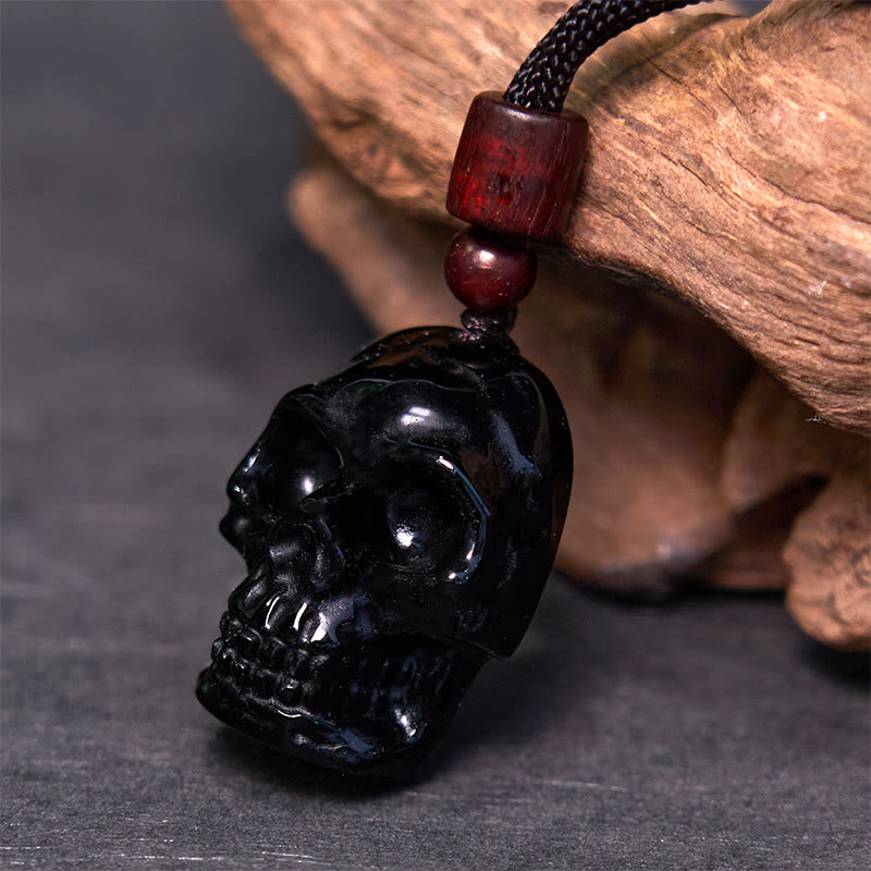 Fortune Jewel Black Obsidian String Skeleton Fulfilment Necklace Pendant