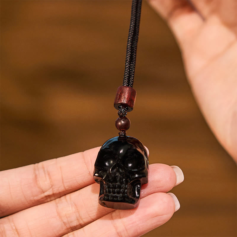 Fortune Jewel Black Obsidian String Skeleton Fulfilment Necklace Pendant