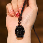Fortune Jewel Black Obsidian String Skeleton Fulfilment Necklace Pendant
