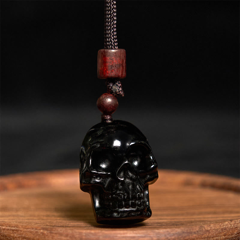 Fortune Jewel Black Obsidian String Skeleton Fulfilment Necklace Pendant