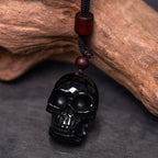Fortune Jewel Black Obsidian String Skeleton Fulfilment Necklace Pendant