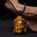 Fortune Jewel Tiger Eye String Buddha Head Courage Necklace Pendant