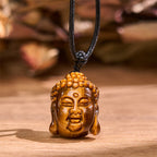 Fortune Jewel Tiger Eye String Buddha Head Courage Necklace Pendant