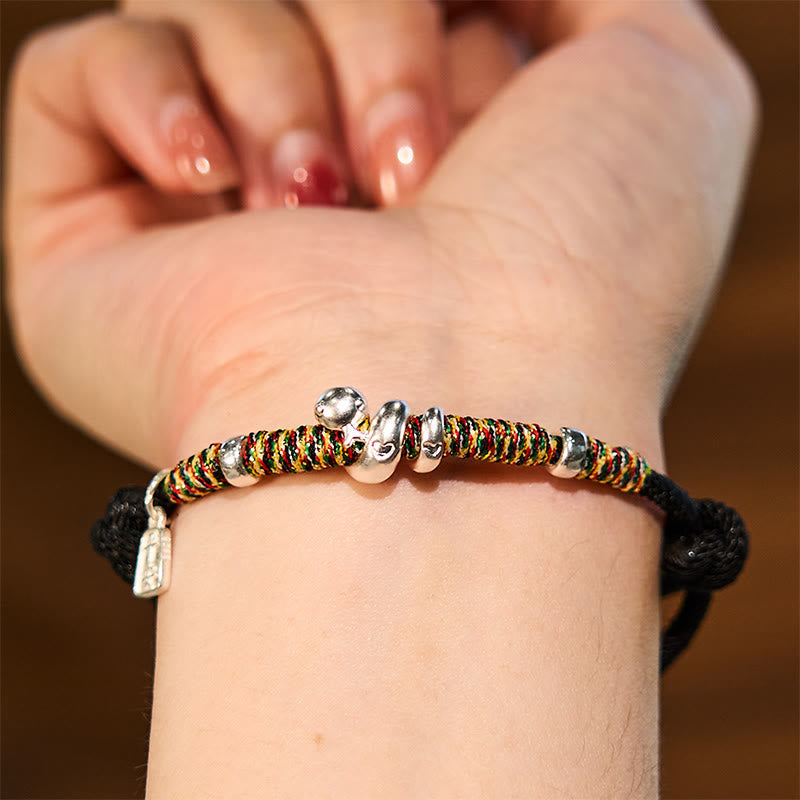 Fortune Jewel 999 Sterling Silver Year Of Snake Red String Happiness Protection Braided Bracelet