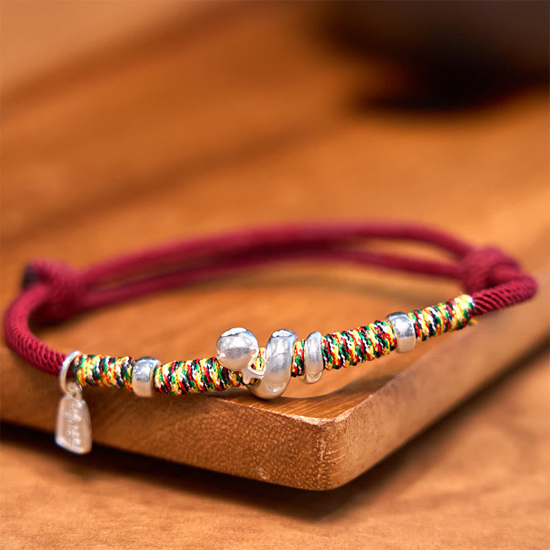 Fortune Jewel 999 Sterling Silver Year Of Snake Red String Happiness Protection Braided Bracelet