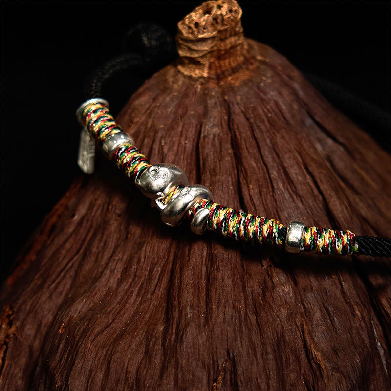 Fortune Jewel 999 Sterling Silver Year Of Snake Red String Happiness Protection Braided Bracelet
