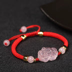 Fortune Jewel PiXiu Pink Crystal Wealth String Braided Bracelet