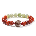Fortune Jewel Natural Rosewood Cyan Jade Bodhi Seed Lotus Warmth Calm Bracelet