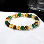 Fortune Jewel Natural Tiger Eye Green Agate Citrine Mix And Match Beads Protection Bracelet