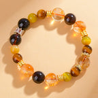 Fortune Jewel Natural Citrine Smoky Quartz Tiger Eye Duobao Crystal Prosperity Bracelet