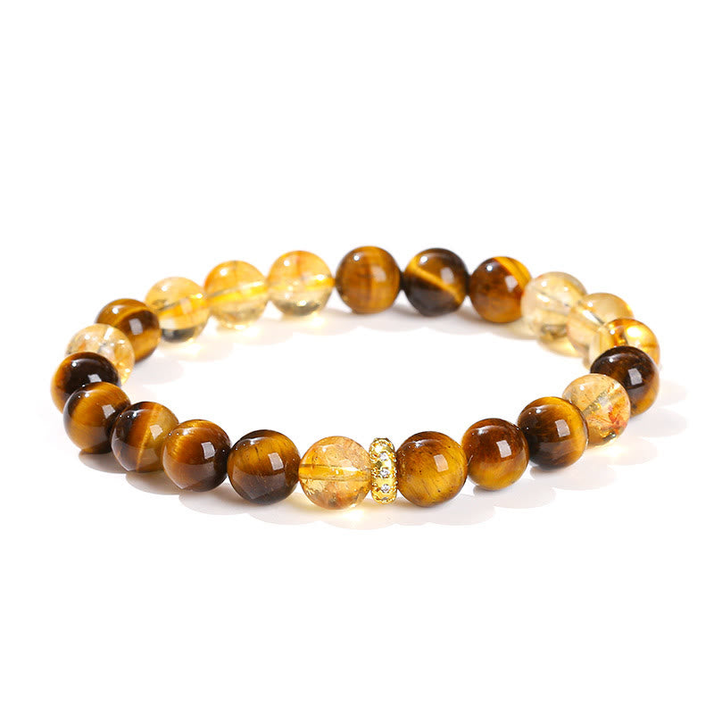 Fortune Jewel Natural Tiger Eye Citrine Beads Strength Bracelet