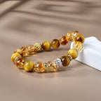 Fortune Jewel Natural Tiger Eye Citrine Beads Strength Courage Bracelet
