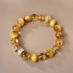 Fortune Jewel Natural Tiger Eye Citrine Beads Strength Courage Bracelet