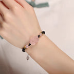 Fortune Jewel PiXiu Pink Crystal Wealth String Braided Bracelet