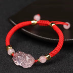 Fortune Jewel PiXiu Pink Crystal Wealth String Braided Bracelet