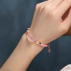 Fortune Jewel PiXiu Pink Crystal Wealth String Braided Bracelet