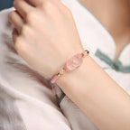 Fortune Jewel PiXiu Pink Crystal Wealth String Braided Bracelet