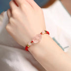 Fortune Jewel PiXiu Pink Crystal Wealth String Braided Bracelet