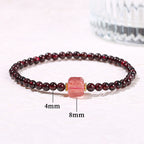 Fortune Jewel Garnet Cinnabar PiXiu Strawberry Quartz Square Bead Protection Bracelet