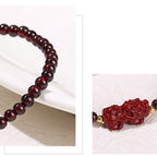 Fortune Jewel Garnet Cinnabar PiXiu Strawberry Quartz Square Bead Protection Bracelet