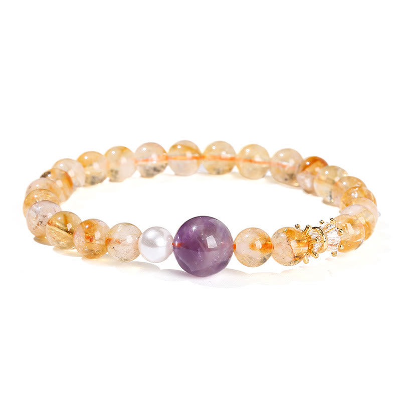 Fortune Jewel Natural Citrine Amethyst Prosperity Bracelet