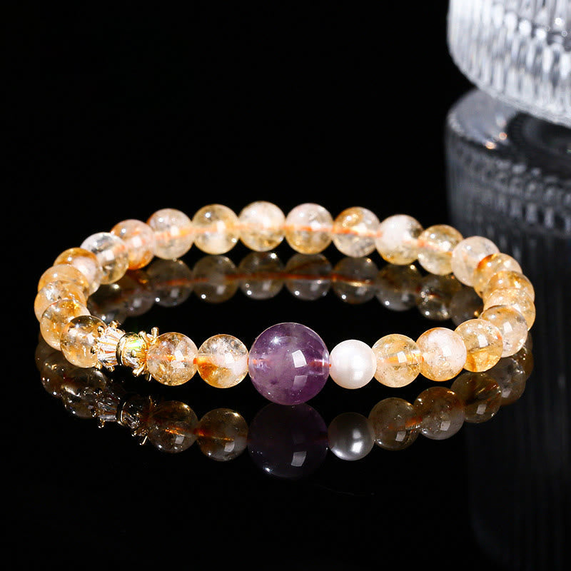 Fortune Jewel Natural Citrine Amethyst Prosperity Bracelet