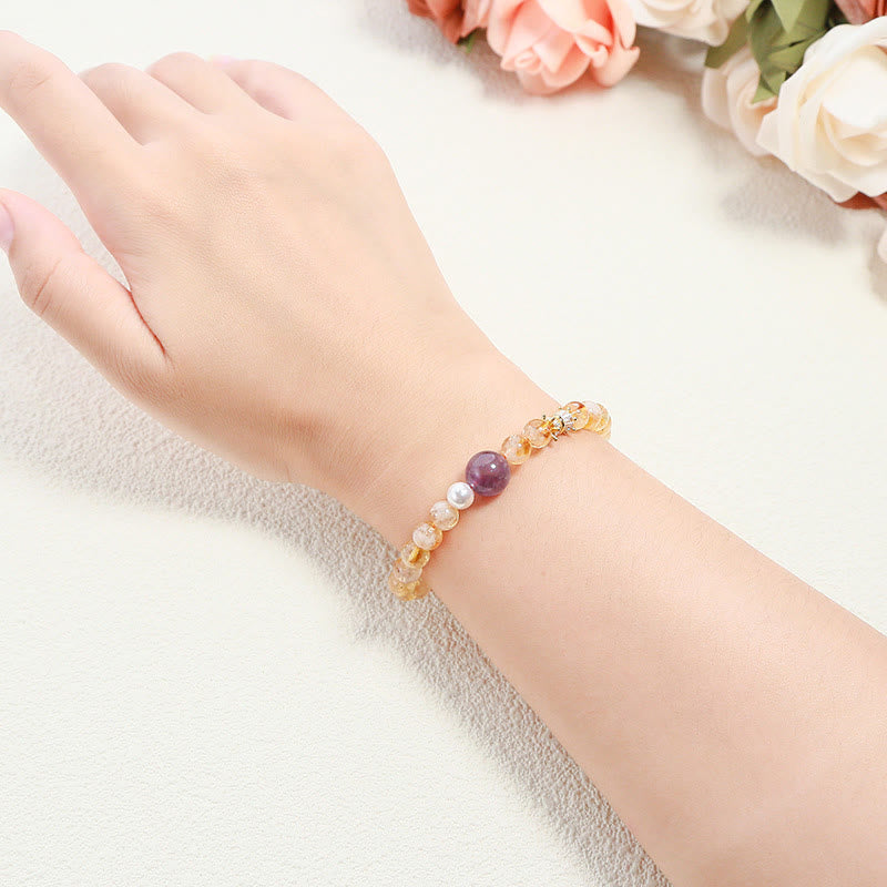 Fortune Jewel Natural Citrine Amethyst Prosperity Bracelet