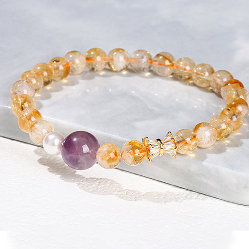 Fortune Jewel Natural Citrine Amethyst Prosperity Bracelet