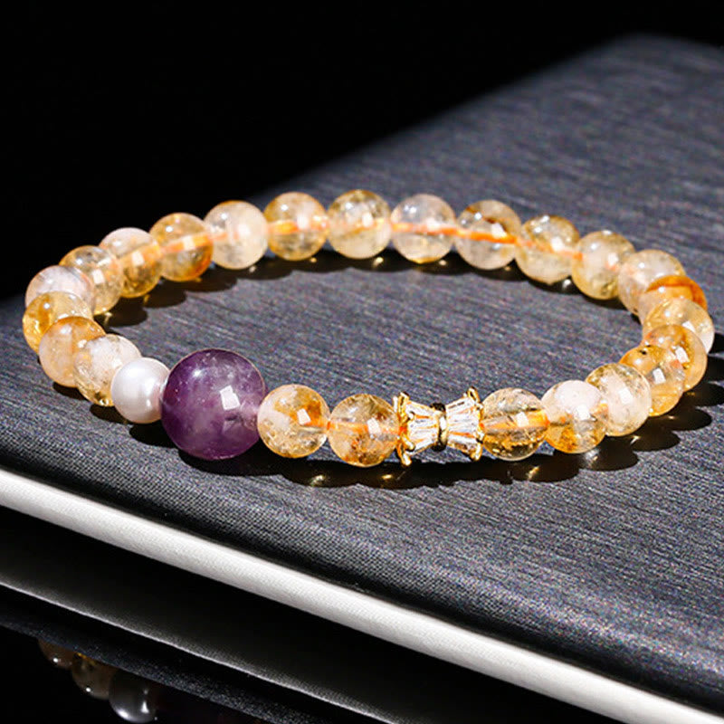 Fortune Jewel Natural Citrine Amethyst Prosperity Bracelet
