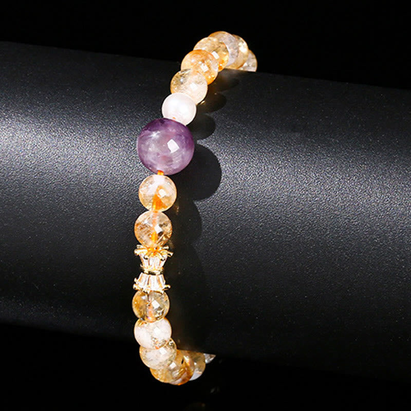 Fortune Jewel Natural Citrine Amethyst Prosperity Bracelet