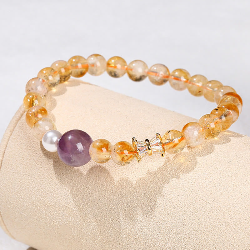 Fortune Jewel Natural Citrine Amethyst Prosperity Bracelet