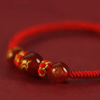 Fortune Jewel Handmade Red Agate Chinese Zodiac Red String Braided Protection Bracelet