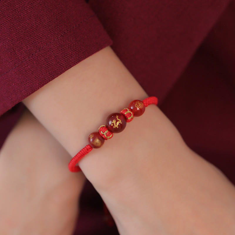 Fortune Jewel Handmade Red Agate Chinese Zodiac Red String Braided Protection Bracelet
