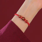 Fortune Jewel Handmade Red Agate Chinese Zodiac Red String Braided Protection Bracelet