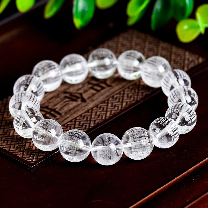Fortune Jewel Heart Sutra Natural White Crystal Protection Bracelet