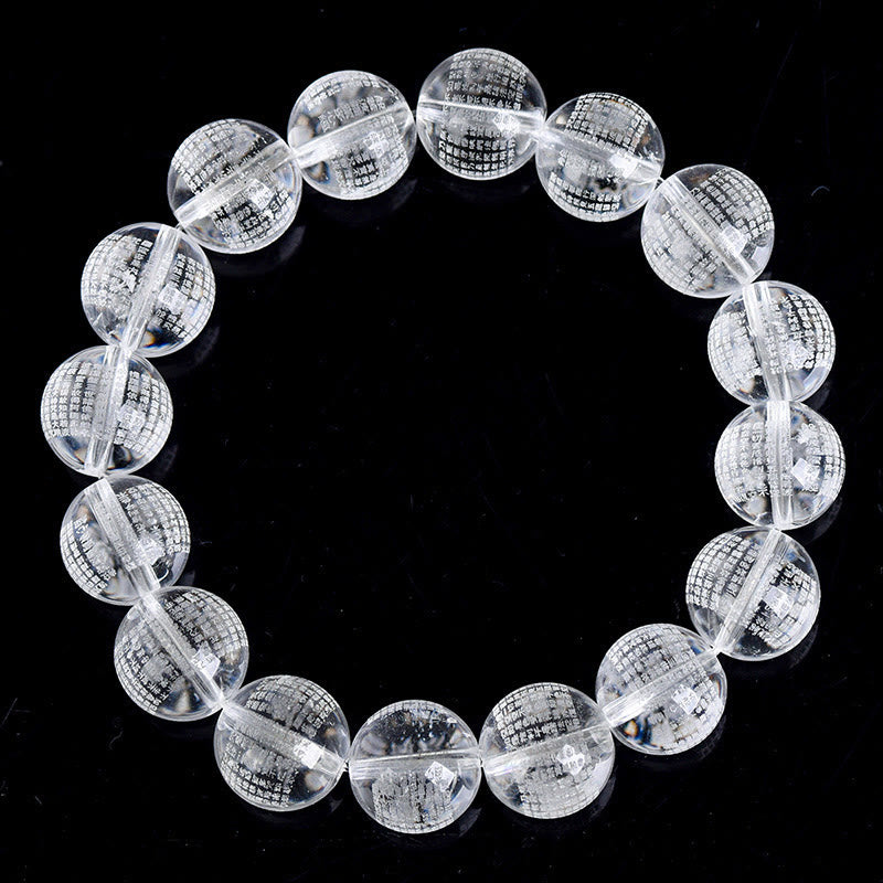 Fortune Jewel Heart Sutra Natural White Crystal Protection Bracelet