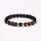 Fortune Jewel 2Pcs Hematite Tiger Eye Blue Tiger Eye Powerful Bracelet Set