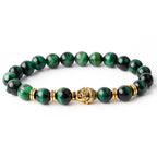 Fortune Jewel Blue Green Red Tiger Eye Buddha Head Balance Bracelet