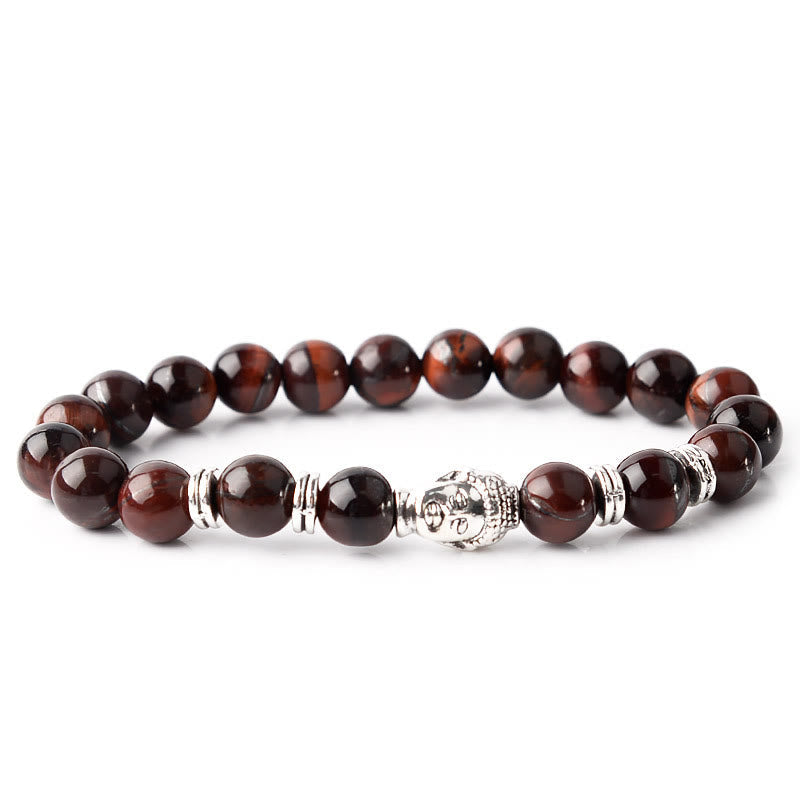 Fortune Jewel Blue Green Red Tiger Eye Buddha Head Balance Bracelet
