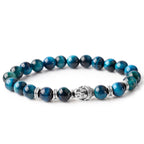 Fortune Jewel Blue Green Red Tiger Eye Buddha Head Balance Bracelet