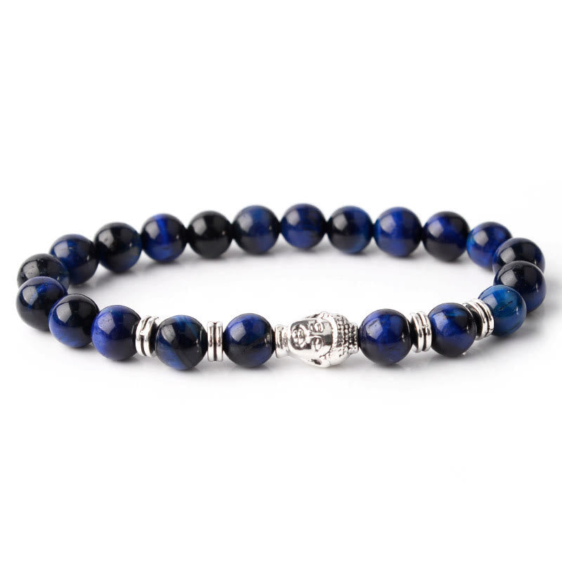 Fortune Jewel Blue Green Red Tiger Eye Buddha Head Balance Bracelet