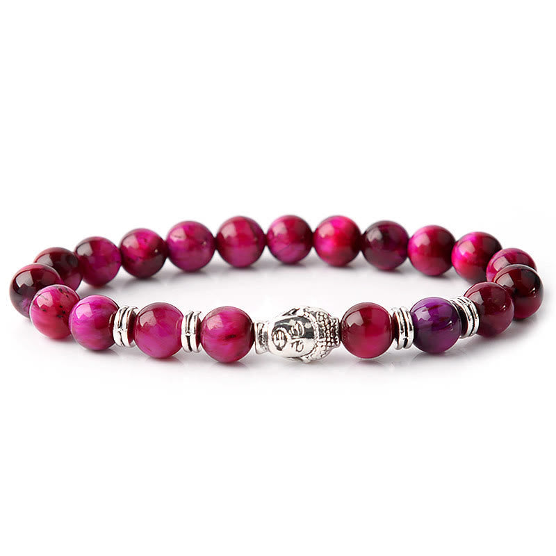 Fortune Jewel Blue Green Red Tiger Eye Buddha Head Balance Bracelet